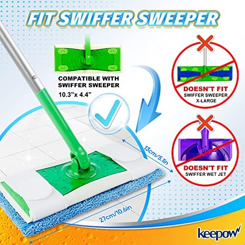 KEEPOW 2 Pack Reusable Microfiber Mop Pads