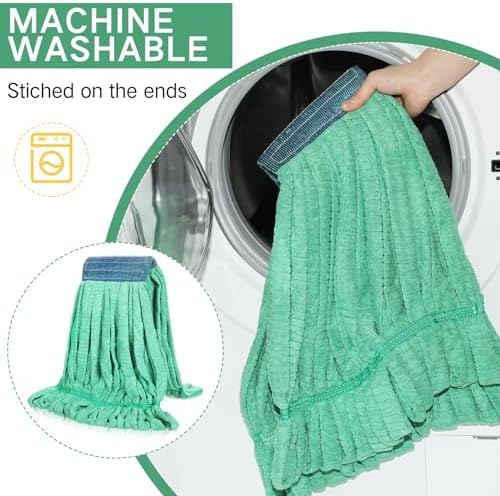 Lallisa 10 Pcs Microfiber Mop Head Refill for Commercial Industrial Use Green