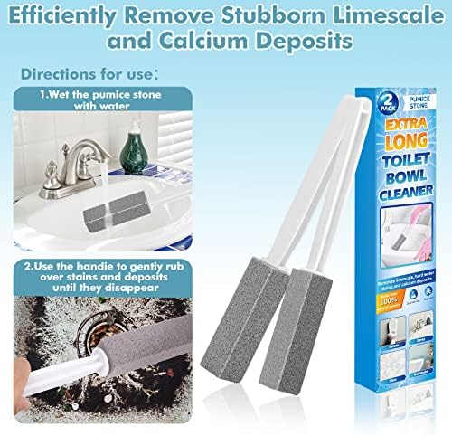 2 Pack Pumice Stone Toilet Brush with Extra Long Handle
