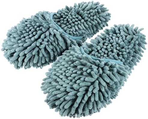 1 Pair Minkissy Mop Slippers Reusable Non-Slip Gray-Green