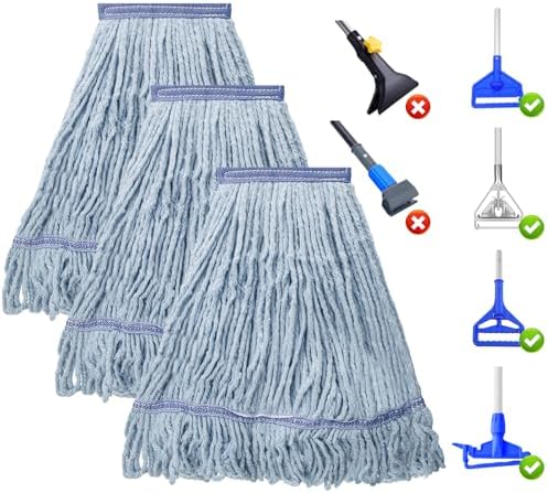 KeFanta 3 Pack Heavy Duty Mop Head Refill Blue