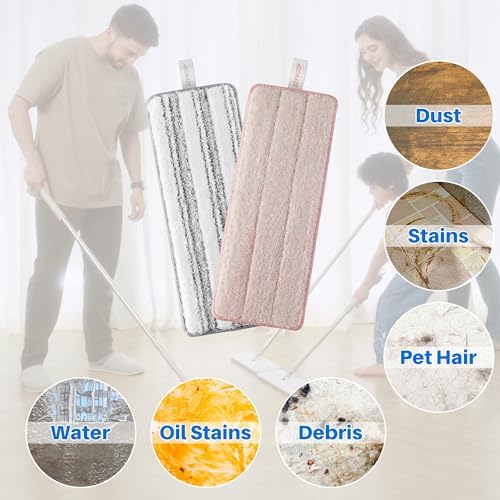 JOYMOOP Microfiber Mop Pads - Stripe Pink Pack of 2