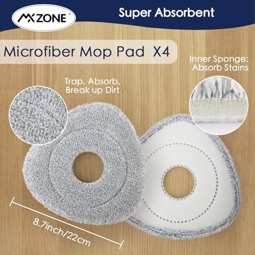 MXZONE Spin Mop Pad Replacement - 4 Pads 1 Base