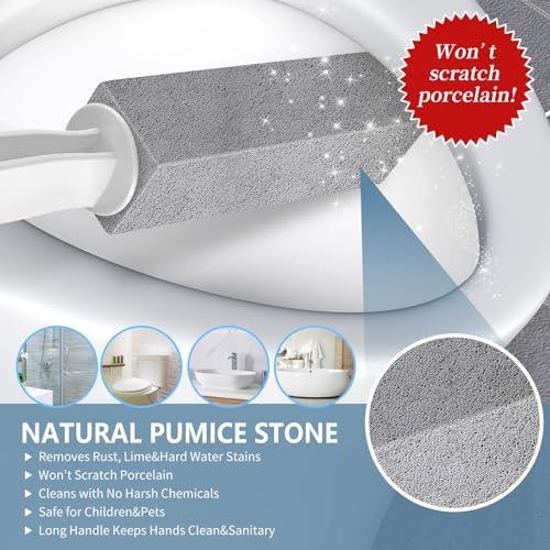 Laiyeoy Toilet Bowl Pumice Stone 2Pack with Extra Long Handle