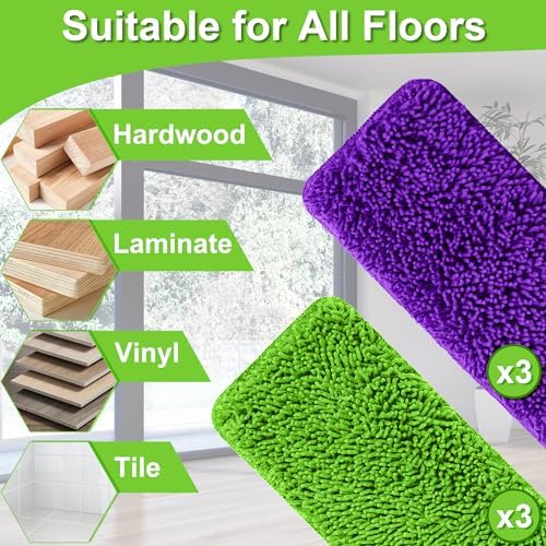 Aifacay Reusable Swiffer Mop Pads 6 Pack for 13-15 Spray Mop