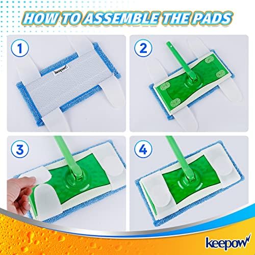 KEEPOW 2 Pack Reusable Microfiber Mop Pads