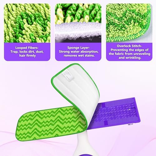 ENSPOWAY Reusable Mop Pads 6-Pack for Swiffer PowerMop
