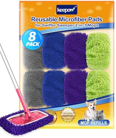 KEEPOW 8Pcs Reusable Microfiber Mop Pads for Swiffer Sweeper Mop 1