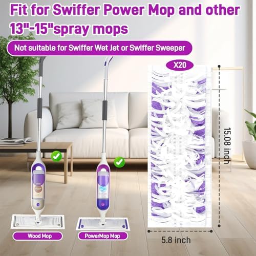 20 Pack Power Mop Refills for Swiffer Compatible
