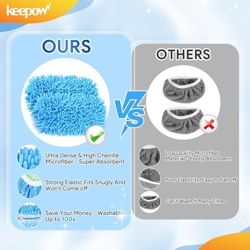 KEEPOW Reusable Microfiber Mop Pads 6 Pack