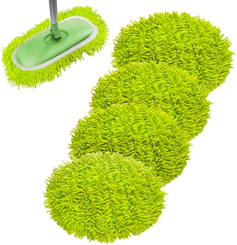 Rwotlls Reusable Microfiber Mop Pads 4 Pack Green