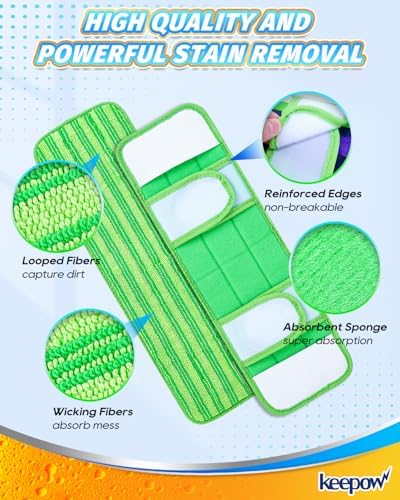KEEPOW 6 Pack Microfiber Mop Pads for Swiffer XL Mop
