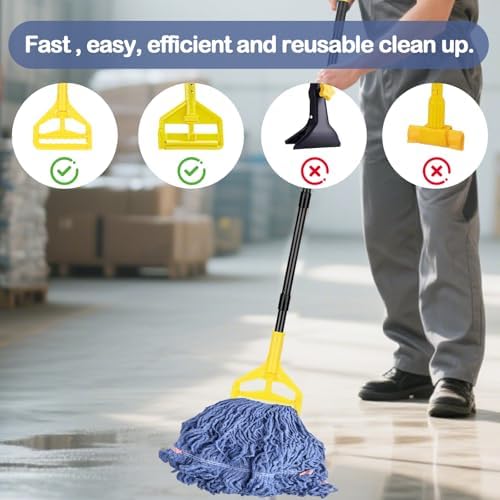 Loop-End Mop Head Replacement 6 Pack Blue Heavy Duty