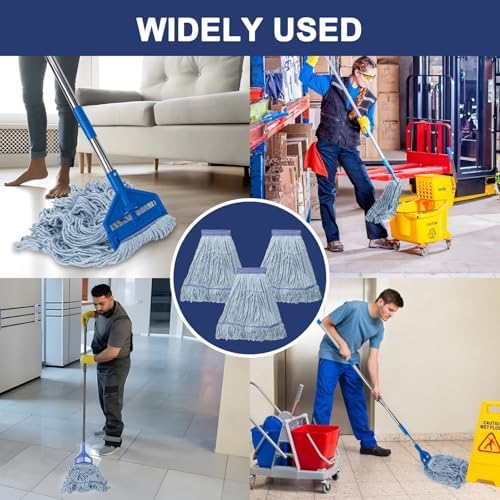 KeFanta 3 Pack Heavy Duty Mop Head Refill Blue