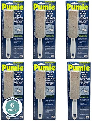 PUMIE Toilet Bowl Ring Stain Remover Pumice Scouring Stick wHandle Pack of 6