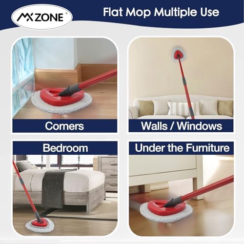 MXZONE Spin Mop Pad Replacement - 4 Pads 1 Base