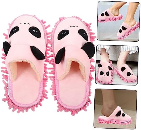 Packove 1pair Washable Mop Slippers with Panda Design