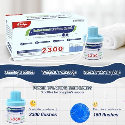 Msvvko Toilet Bowl Cleaner Tablets Blue Dissolving Solution Septic Safe 3 Packs