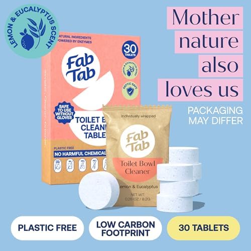 Fab Tab Toilet Bowl Cleaner Tablets Plastic-Free Safe for Septic Tanks