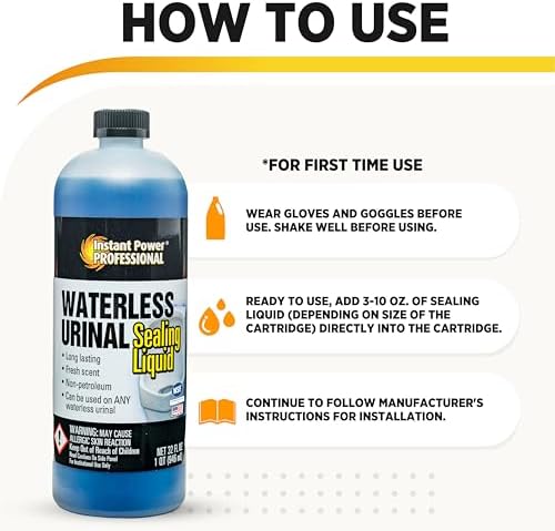 Instant Power Waterless Urinal Sealing Liquid - 32 Fl Oz