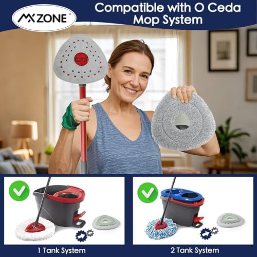 MXZONE Spin Mop Pad Replacement - 4 Pads 1 Base