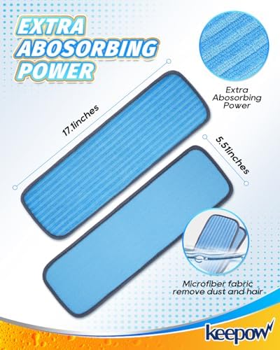 KEEPOW Reusable Microfiber Mop Pads 2 Pack
