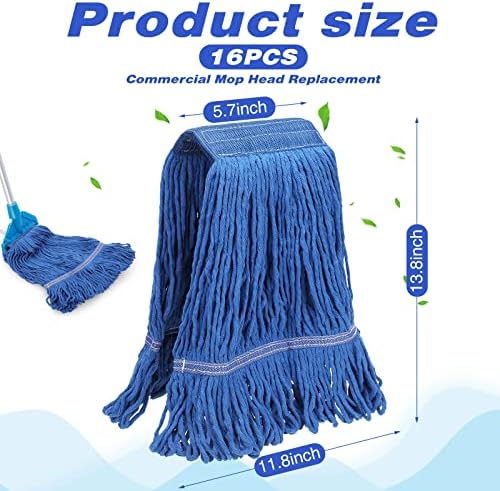 16 Pack Heavy Duty Cotton Mop Head Replacements