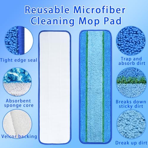4 Pack Microfiber Deep Cleaning Pads for 18 and 17 Inch Mops
