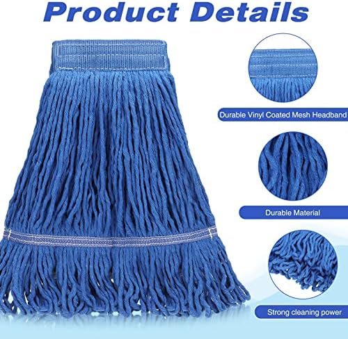 Nuogo 6 Pcs Heavy Duty Wet Mop Head Refills Blue Commercial