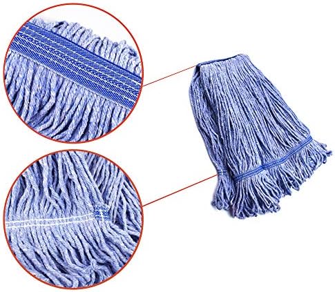 NIUBEE Heavy Duty Mop Head Replacement - 3 Pack Medium Blue Cotton Looped Ends