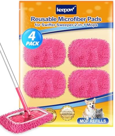 KEEPOW Reusable Microfiber Mop Pads 4PCS