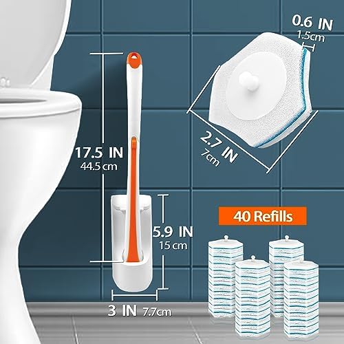 JEHONN Toilet Bowl Cleaner Wand with 40 Refills