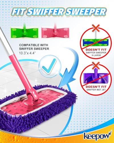 KEEPOW 8Pcs Reusable Microfiber Mop Pads for Swiffer Sweeper Mop 1