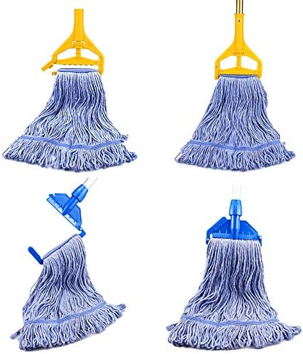 NIUBEE Heavy Duty Mop Head Replacement - 3 Pack Medium Blue Cotton Looped Ends