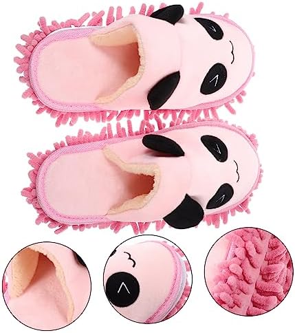 Packove 1pair Washable Mop Slippers with Panda Design