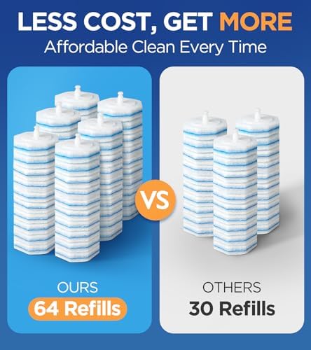 Caspeak 64 Count Toilet Wand Refills with 5X Cleaning Power