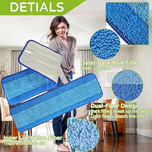3 Pack Washable Microfiber Mop Pads for Bona Mop Replacement