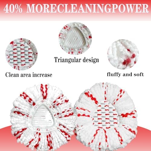 Fazlynyi 2Pack Spin Mop Replacement Head - 40 More Cleaning Power