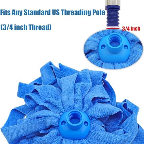 2 Pack Blue Microfiber Mop Refill for 34 Inch Pole