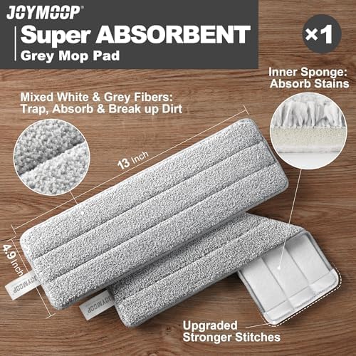 JOYMOOP 13 Microfiber Mop Pad Replacement - Grey
