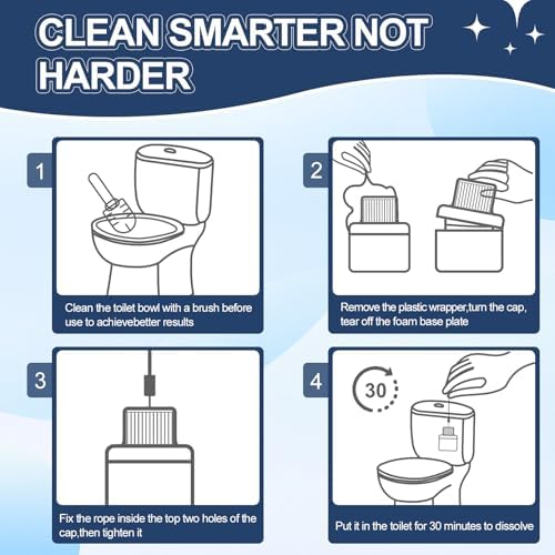 Msvvko Toilet Bowl Cleaner Tablets Blue Dissolving Solution Septic Safe 3 Packs