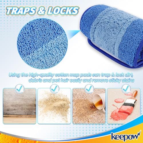 KEEPOW Microfiber Mop Pad Replacement 18 Inch 43 Pack Washable Reusable