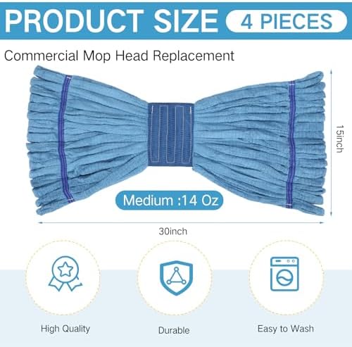 Lallisa 4 Pcs Medium Blue Microfiber Mop Heads Refill