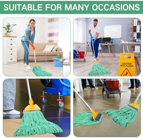 Lallisa 10 Pcs Microfiber Mop Head Refill for Commercial Industrial Use Green