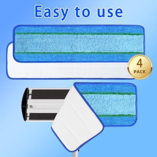 4 Pack Microfiber Deep Cleaning Pads for 18 and 17 Inch Mops