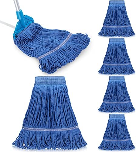 Nuogo 6 Pcs Heavy Duty Wet Mop Head Refills Blue Commercial