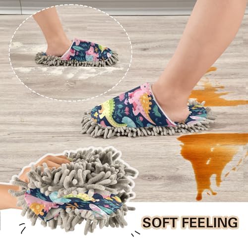 Bulletgxll Cute Dinosaur Cleaning Slippers - M