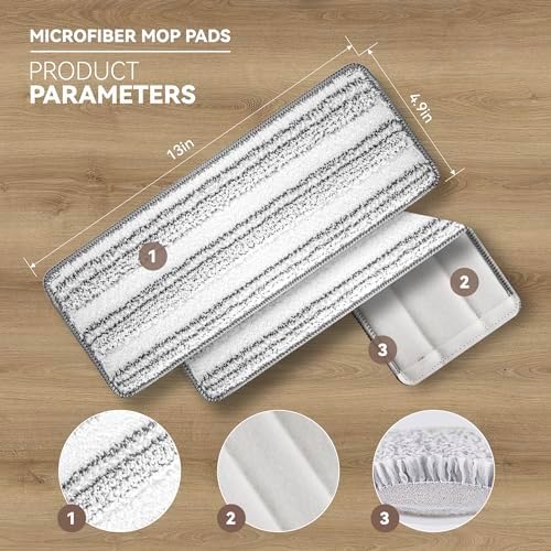 Microfiber Mop Refills 13-Inch 6-Pack for Wet Dry Cleaning