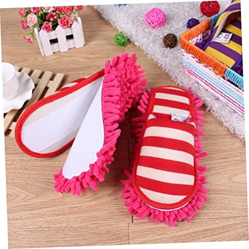 PACKOVE Chenille Cleaning Slippers Red Size L