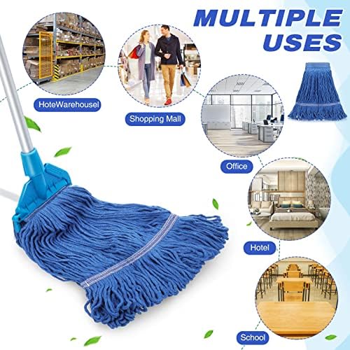 Nuogo 6 Pcs Heavy Duty Wet Mop Head Refills Blue Commercial